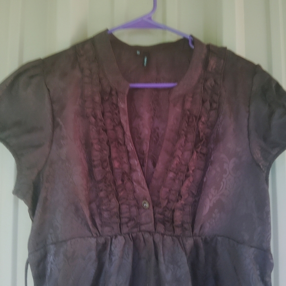 Women's Brown Floral Print Top Dize XL Y2K Bohemian Boho Cottagecore - Picture 2 of 5